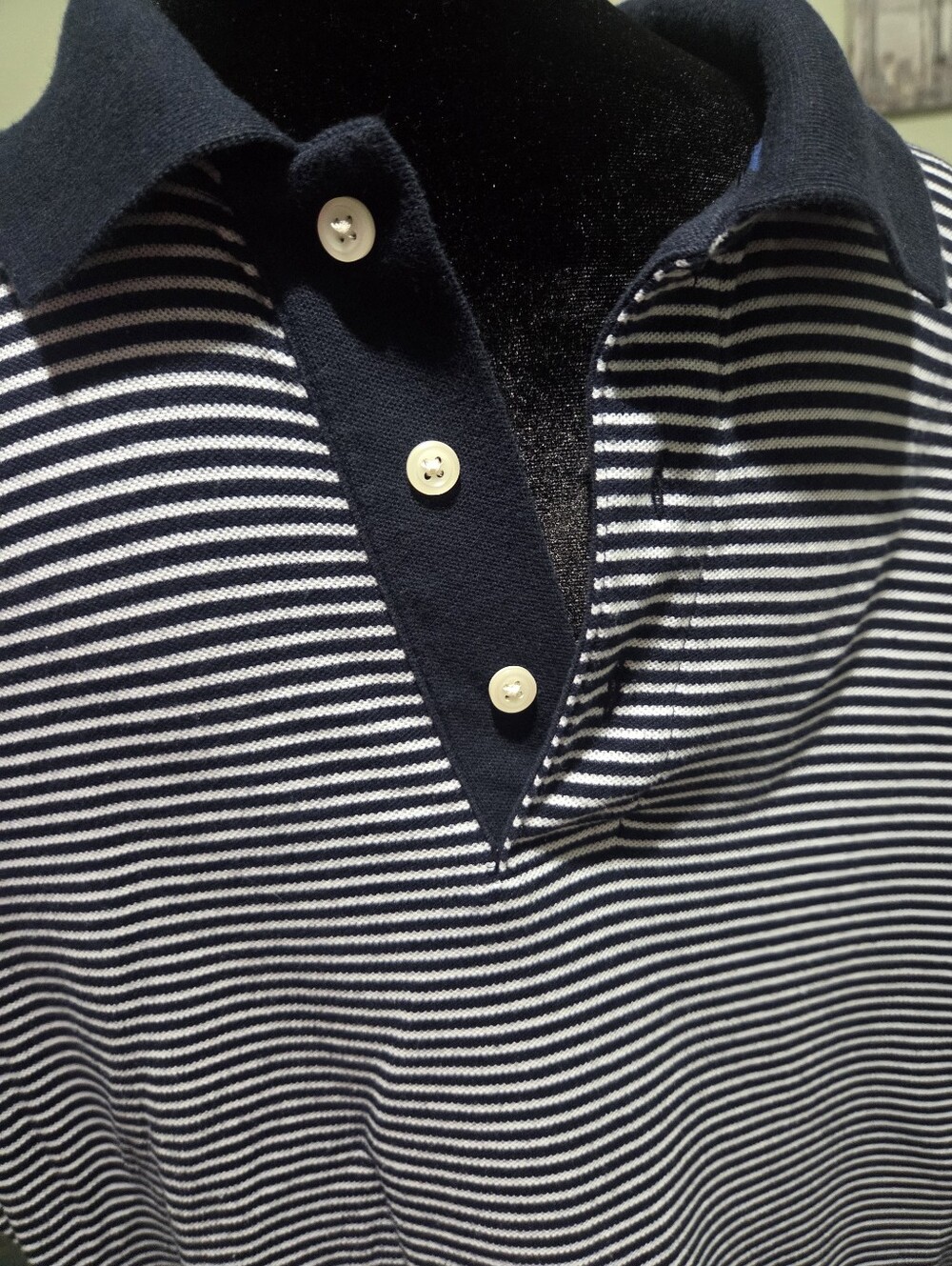 croft & barrow Navy and White Striped Polo - Picture 3 of 5